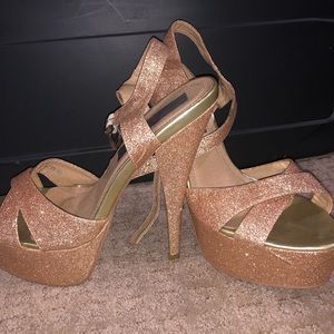 Gatsby Milano rose gold sparkly platform heels